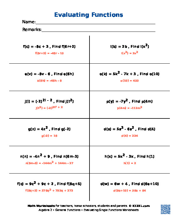 Free Algebra 2 worksheets for homeschoolers, students, parents and teachers