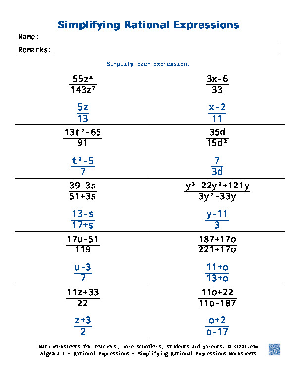 Free Algebra 2 worksheets for homeschoolers, students ...
