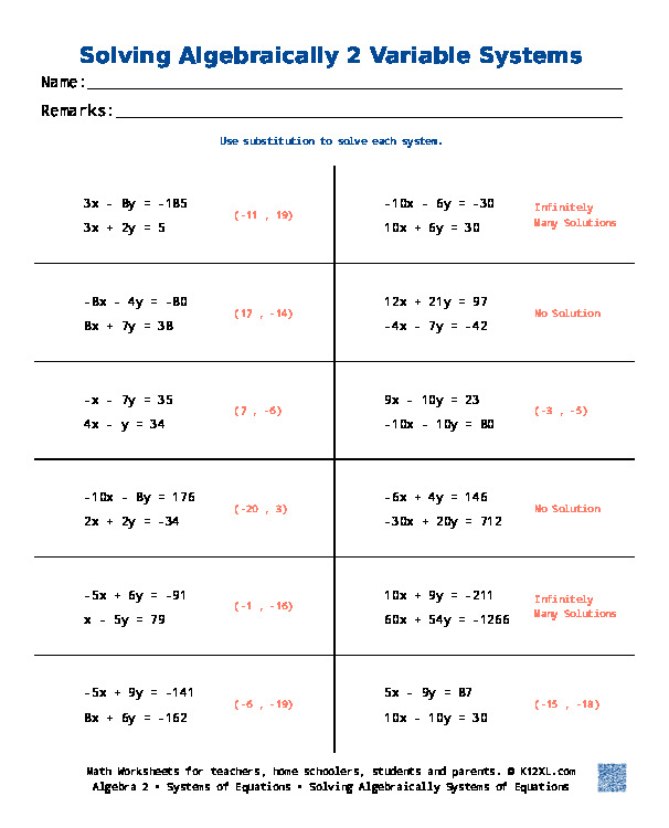 Systems of Equations & Inequalities