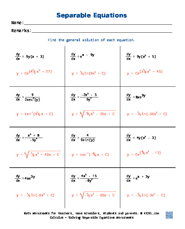 Free Calculus Worksheets for homeschoolers, students, parents and teachers