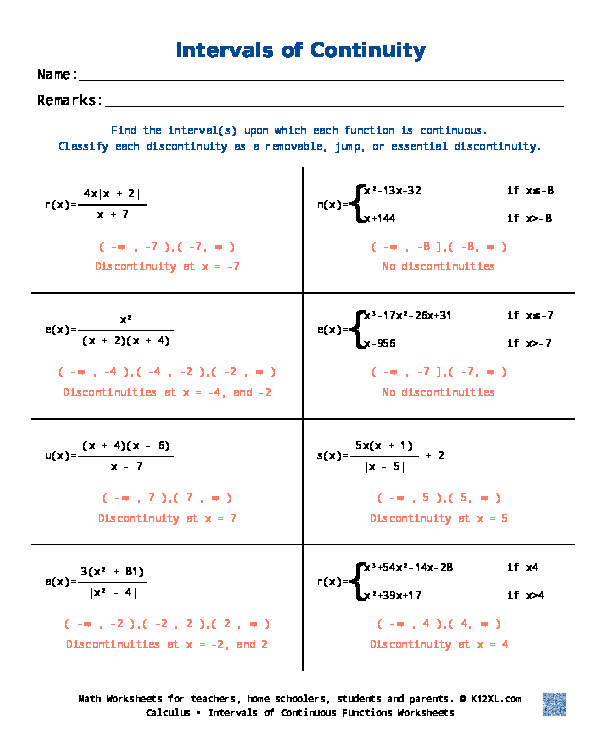 1 3 Limits And Continuity Worksheet Answers