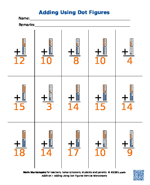 Adding Using Dot Figures Vertical Worksheets