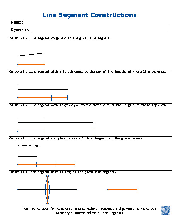 Line Segments Worksheets 1