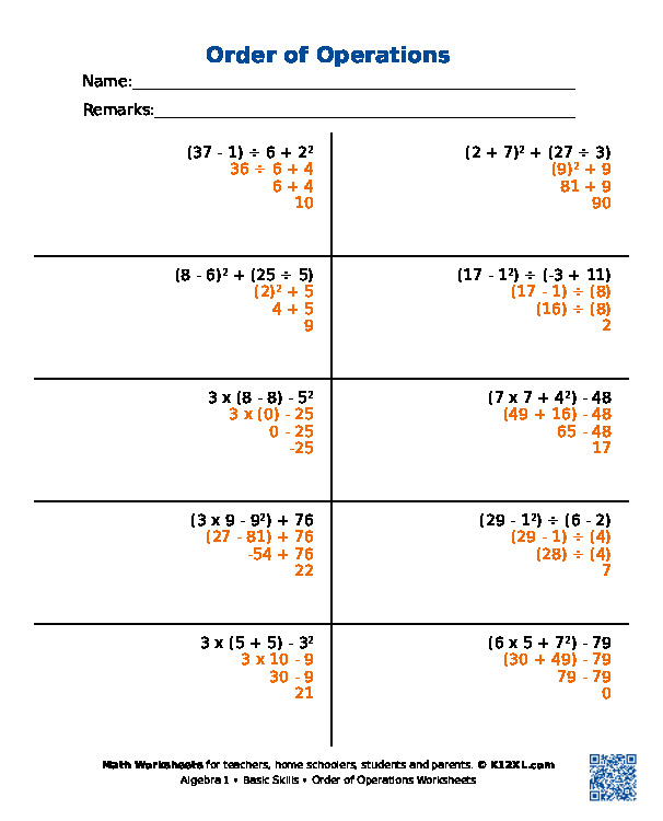 Free Basics of Algebra worksheets for homeschoolers, students, parents ...