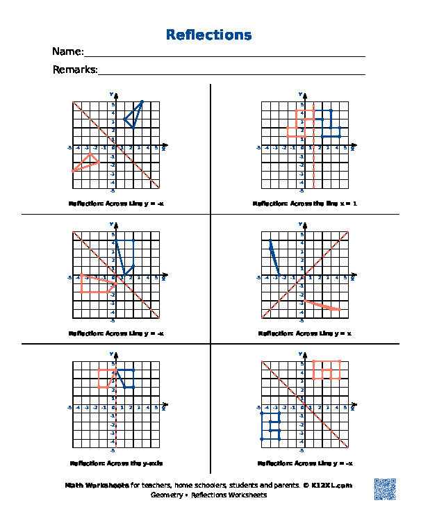 Reflections Worksheets